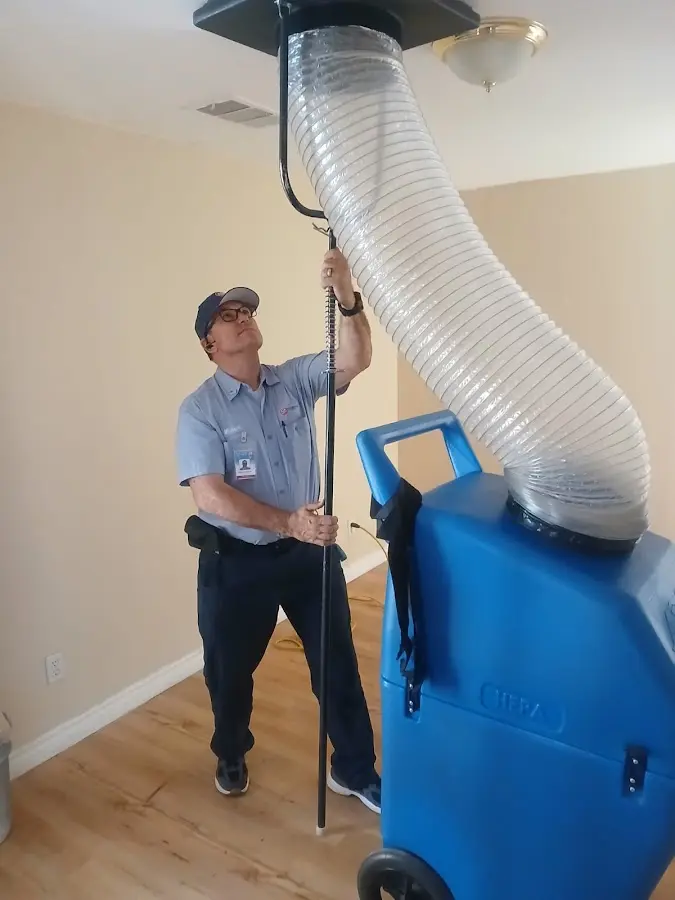 Mini Split Installation technician using HEPA equipment in Greensboro